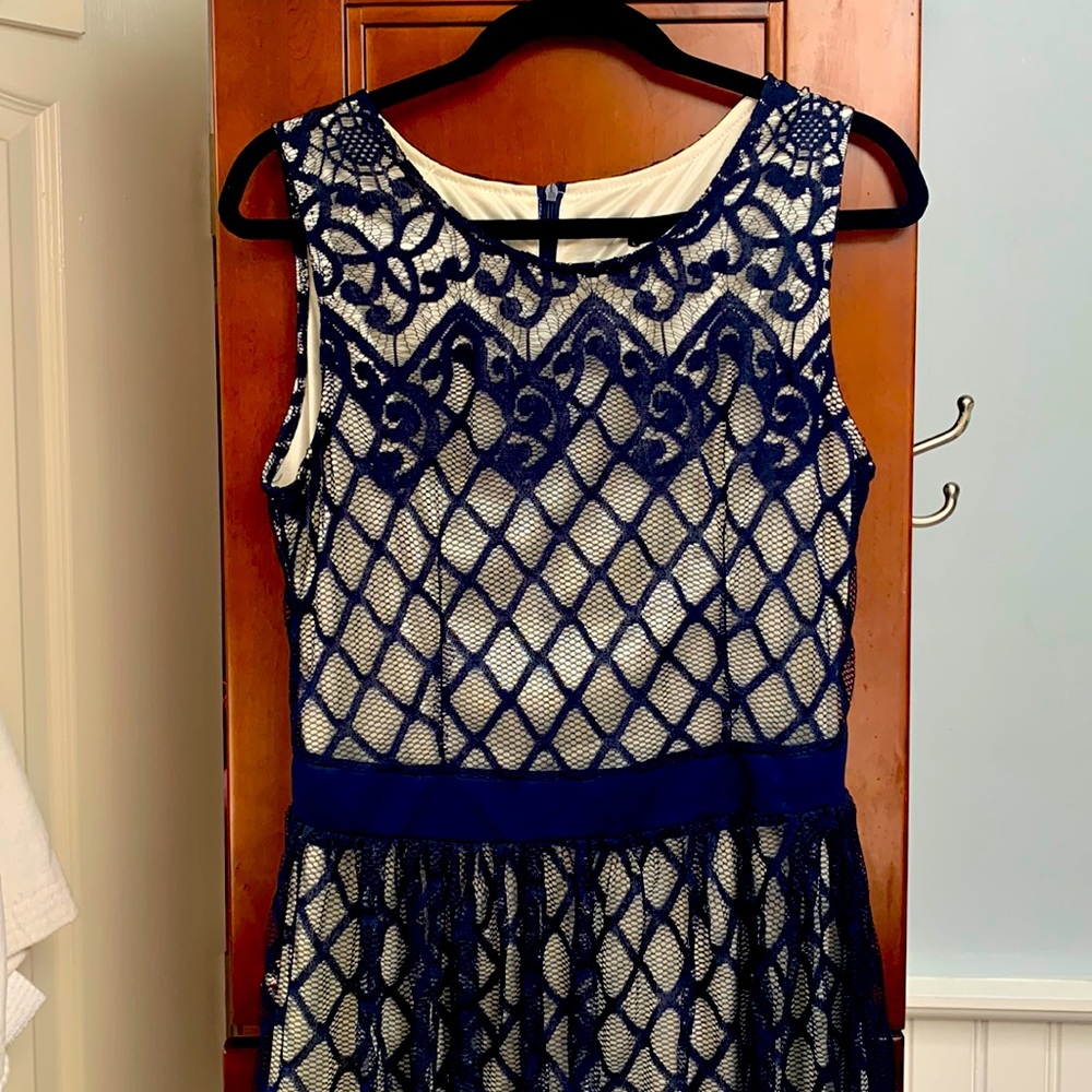 Navy blue lace overlay dress